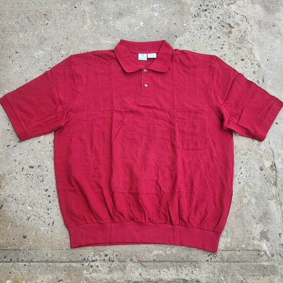 Vintage 90s Haband Boxy Polo Shirt Mens XL Red Casual Old Money Oversized Loose - Picture 1 of 9